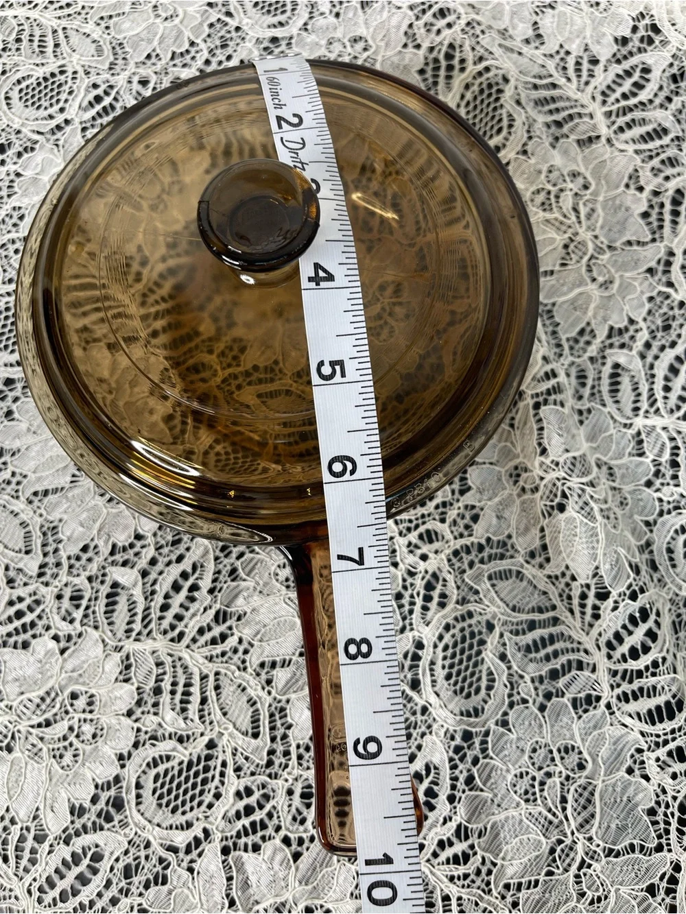 Corning Vision Ware Pyrex Amber Glass 2.5 L Pot Saucepan with PYREX Lid USA
